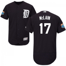 Men's Majestic Detroit Tigers #17 Denny McLain Navy Blue Alternate Flex Base Authentic Collection MLB Jersey