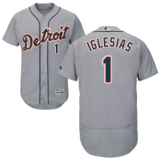 Men's Majestic Detroit Tigers #1 Jose Iglesias Grey Road Flex Base Authentic Collection MLB Jersey