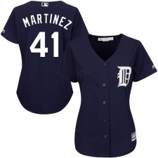 Women's Majestic Detroit Tigers #41 Victor Martinez Authentic Navy Blue Alternate Cool Base MLB Jersey