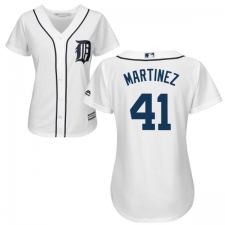 Women's Majestic Detroit Tigers #41 Victor Martinez Replica White Home Cool Base MLB Jersey