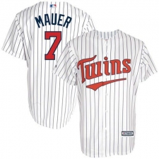 Men's Majestic Minnesota Twins #7 Joe Mauer Replica White Cool Base MLB Jersey