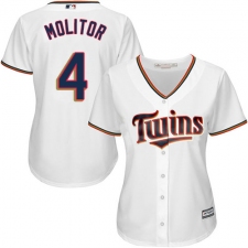 Women's Majestic Minnesota Twins #4 Paul Molitor Replica White Home Cool Base MLB Jersey
