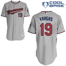 Men's Majestic Minnesota Twins #19 Kennys Vargas Authentic Grey Road Cool Base MLB Jersey