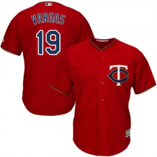Youth Majestic Minnesota Twins #19 Kennys Vargas Authentic Scarlet Alternate Cool Base MLB Jersey
