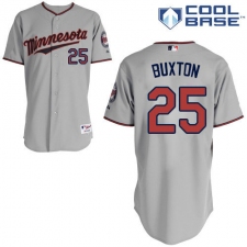 Women's Majestic Minnesota Twins #25 Byron Buxton Authentic Grey Road Cool Base MLB Jersey