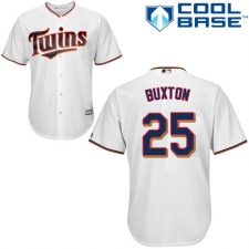 Youth Majestic Minnesota Twins #25 Byron Buxton Replica White Home Cool Base MLB Jersey