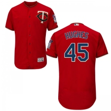 Men's Majestic Minnesota Twins #45 Phil Hughes Authentic Scarlet Alternate Flex Base Authentic Collection MLB Jersey