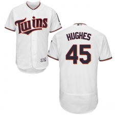 Men's Majestic Minnesota Twins #45 Phil Hughes White Home Flex Base Authentic Collection MLB Jersey