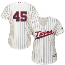 Women's Majestic Minnesota Twins #45 Phil Hughes Authentic Cream Alternate Cool Base MLB Jersey