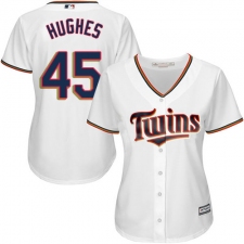 Women's Majestic Minnesota Twins #45 Phil Hughes Authentic White Home Cool Base MLB Jersey