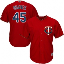 Youth Majestic Minnesota Twins #45 Phil Hughes Authentic Scarlet Alternate Cool Base MLB Jersey