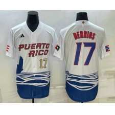Men's Puerto Rico Baseball #17 Jose Berrios Number 2023 White World Baseball Classic Stitched Jersey