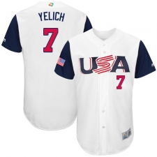 Men's USA Baseball Majestic #7 Christian Yelich White 2017 World Baseball Classic Authentic Team Jersey