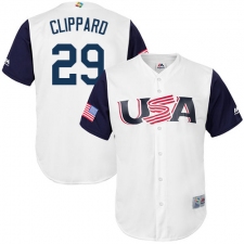 Youth USA Baseball Majestic #29 Tyler Clippard White 2017 World Baseball Classic Replica Team Jersey