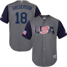 Youth USA Baseball Majestic #18 Luke Gregerson Gray 2017 World Baseball Classic Replica Team Jersey