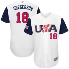 Youth USA Baseball Majestic #18 Luke Gregerson White 2017 World Baseball Classic Authentic Team Jersey