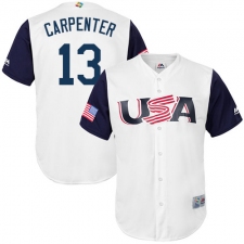 Men's USA Baseball Majestic #13 Matt Carpenter White 2017 World Baseball Classic Replica Team Jersey