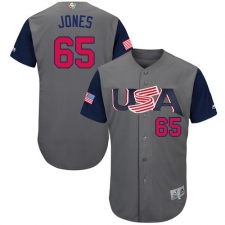Men's USA Baseball Majestic #65 Nate Jones Gray 2017 World Baseball Classic Authentic Team Jersey