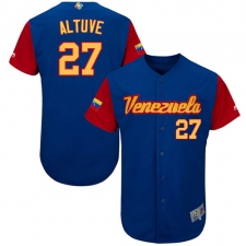 Men's Venezuela Baseball Majestic #27 Jose Altuve Royal Blue 2017 World Baseball Classic Authentic Team Jersey