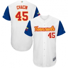 Men's Venezuela Baseball Majestic #45 Jhoulys Chacin White 2017 World Baseball Classic Authentic Team Jersey
