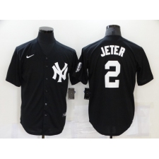 Men's New York Yankees #2 Derek Jeter Authentic Black Game Jersey