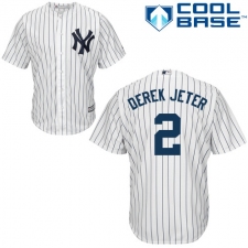 Youth Majestic New York Yankees #2 Derek Jeter Replica White Home MLB Jersey