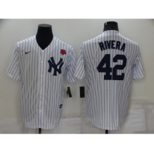 Men's New York Yankees #42 Mariano Rivera White Stitched Rose Nike Cool Base Throwback Jersey