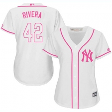Women's Majestic New York Yankees #42 Mariano Rivera Authentic White Fashion Cool Base MLB Jersey