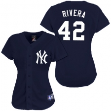 Women's Majestic New York Yankees #42 Mariano Rivera Replica Navy Blue MLB Jersey
