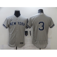 Men's Nike New York Yankees #3 Babe Ruth Grey Road Flex Base Authentic Collection Jersey