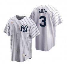 Men's Nike New York Yankees #3 Babe Ruth White Cooperstown Collection Home Stitched Baseball Jersey
