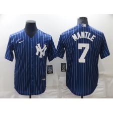 Men's New York Yankees #7 Mickey Mantle Navy Blue Pinstripe Stitched MLB Cool Base Nike Jersey