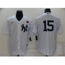 Men's New York Yankees #15 Thurman Munson White No Name Stitched Rose Nike Cool Base Throwback Jersey