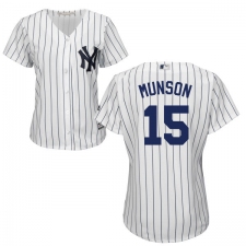Women's Majestic New York Yankees #15 Thurman Munson Authentic White Home MLB Jersey