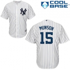 Youth Majestic New York Yankees #15 Thurman Munson Replica White Home MLB Jersey