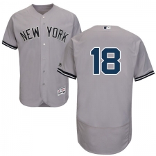 Men's Majestic New York Yankees #18 Didi Gregorius Grey Road Flex Base Authentic Collection MLB Jersey