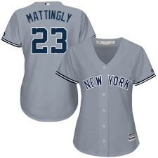 Women's Majestic New York Yankees #23 Don Mattingly Replica Grey Road MLB Jersey