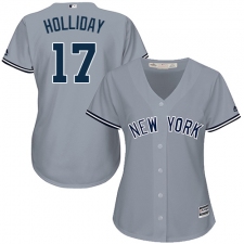 Women's Majestic New York Yankees #17 Matt Holliday Authentic Grey Road MLB Jersey