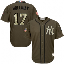 Youth Majestic New York Yankees #17 Matt Holliday Replica Green Salute to Service MLB Jersey