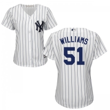 Women's Majestic New York Yankees #51 Bernie Williams Replica White Home MLB Jersey