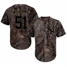 Youth Majestic New York Yankees #51 Bernie Williams Authentic Camo Realtree Collection Flex Base MLB Jersey