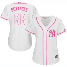 Women's Majestic New York Yankees #68 Dellin Betances Replica White Fashion Cool Base MLB Jersey