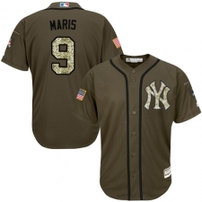 Youth Majestic New York Yankees #9 Roger Maris Replica Green Salute to Service MLB Jersey