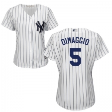 Women's Majestic New York Yankees #5 Joe DiMaggio Replica White Home MLB Jersey