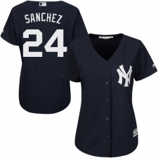 Women's Majestic New York Yankees #24 Gary Sanchez Replica Navy Blue Alternate MLB Jersey