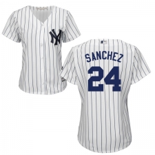 Women's Majestic New York Yankees #24 Gary Sanchez Replica White Home MLB Jersey