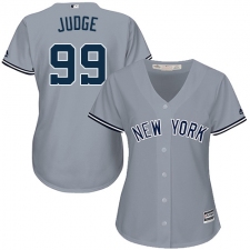 Women's Majestic New York Yankees #99 Aaron Judge Replica Grey Road MLB Jersey