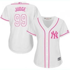 Women's Majestic New York Yankees #99 Aaron Judge Replica White Fashion Cool Base MLB Jersey