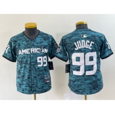 Women's New York Yankees #99 Aaron Judge Number Teal 2023 All star Cool Base Stitched Baseball Jersey