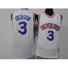 Men's Philadelphia 76ers #3 Allen Iverson Blue Throwback 96-97 Basketbal Jersey